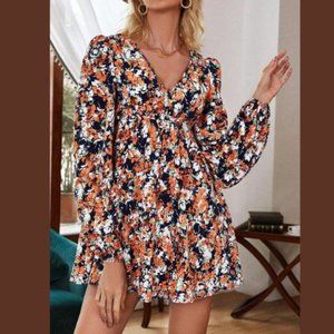 Allover Floral Print A-line Dress Size M